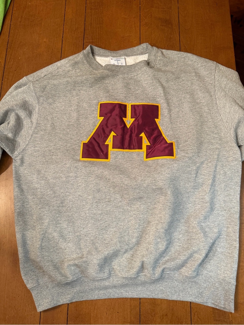 Champion Gray Crewneck Sweatshirt with Maroon and Gold 'M' Logo